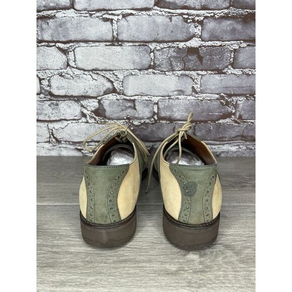 Vibram Gumlite Beige Green Leather Oxfords Brogue Shoes Men Sz 8.5M US/42EU - Picture 5 of 16